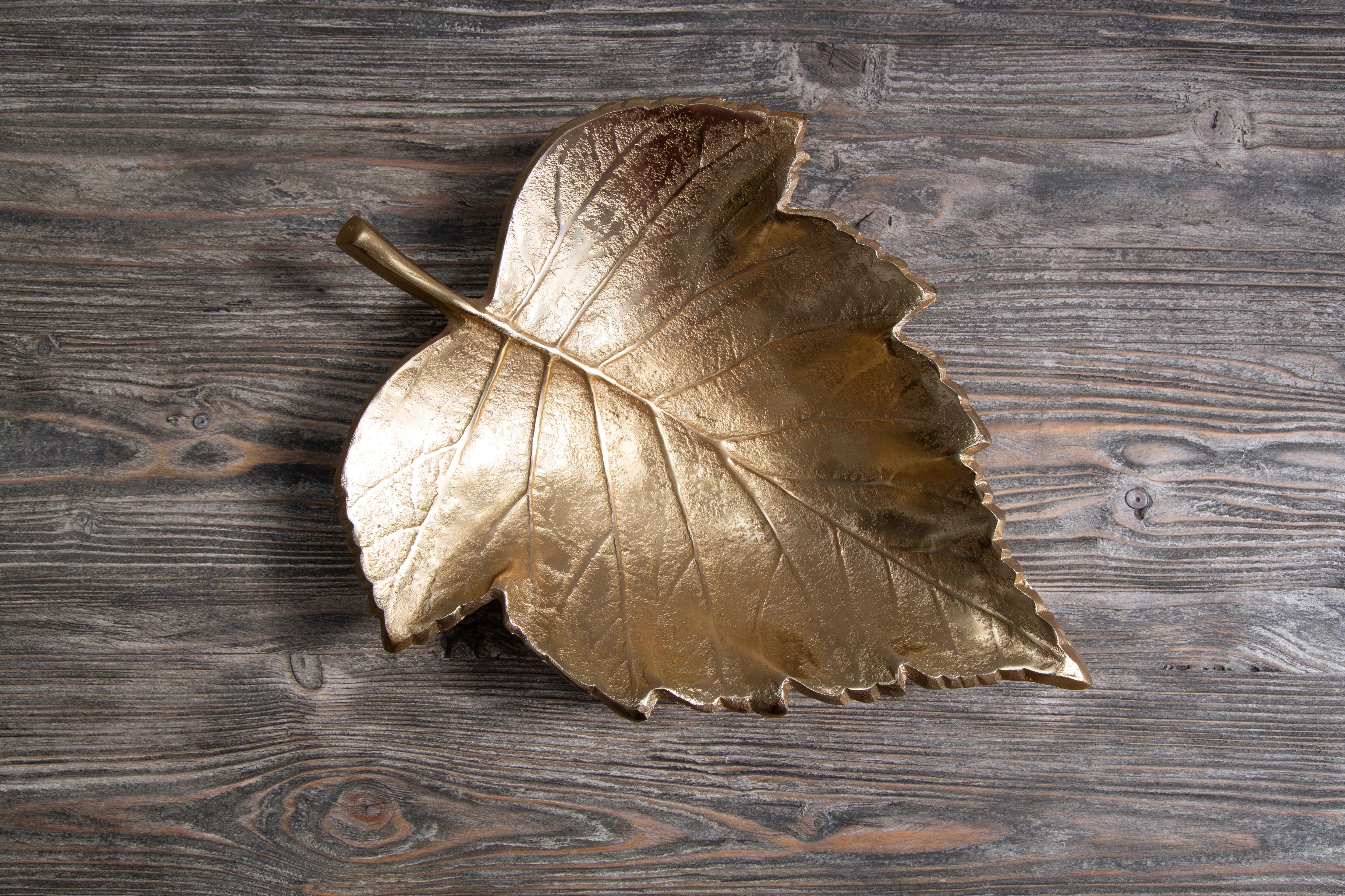Addison Art Deco Gold Finish Leaf Dish